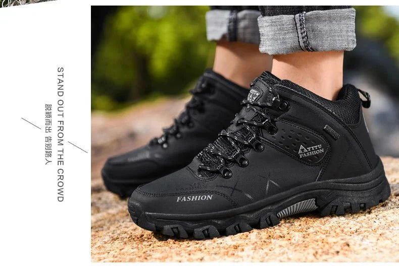 Bottes en cuir imperméables d'hiver pour hommes de qualité supérieure pour activités en plein air