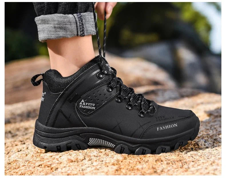 Bottes en cuir imperméables d'hiver pour hommes de qualité supérieure pour activités en plein air