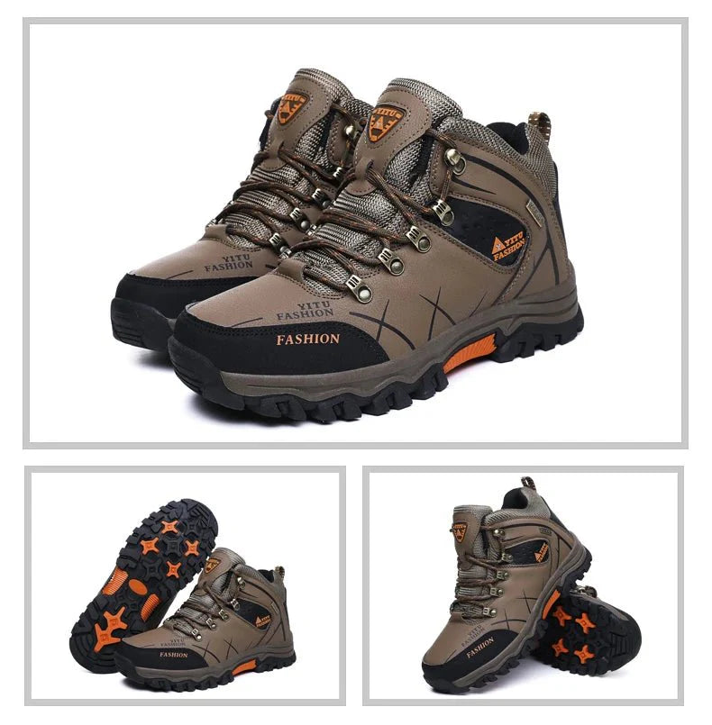 Bottes en cuir imperméables d'hiver pour hommes de qualité supérieure pour activités en plein air