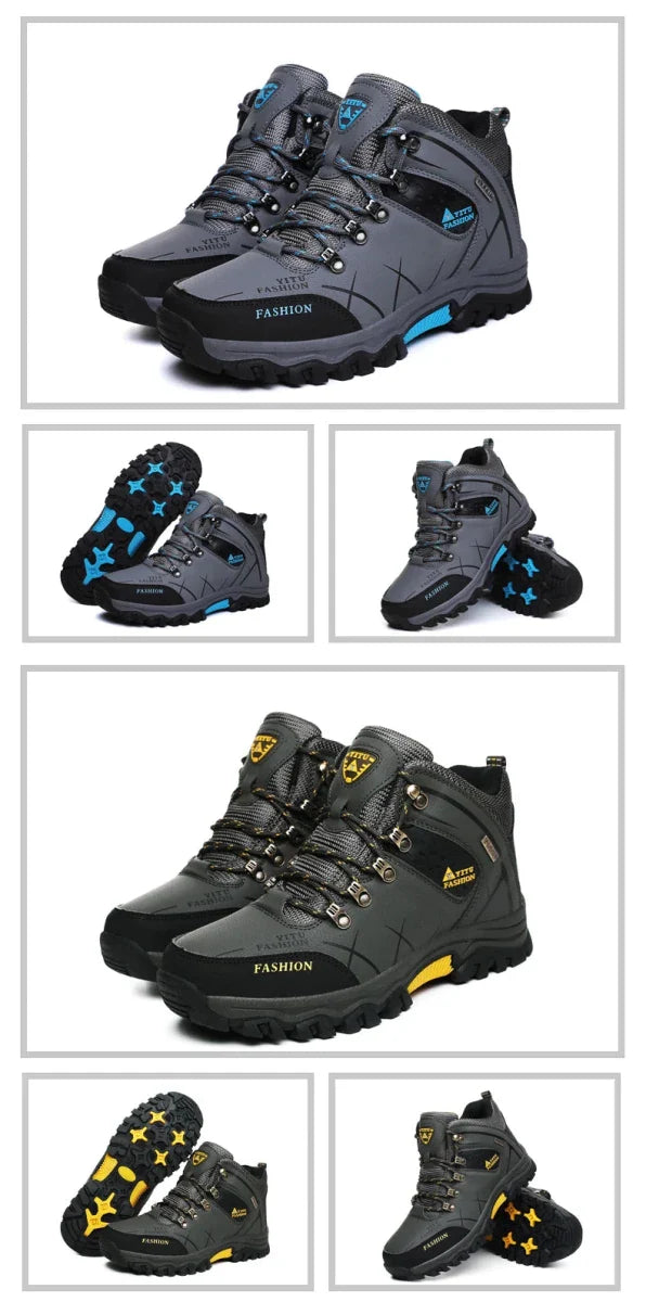 Bottes en cuir imperméables d'hiver pour hommes de qualité supérieure pour activités en plein air
