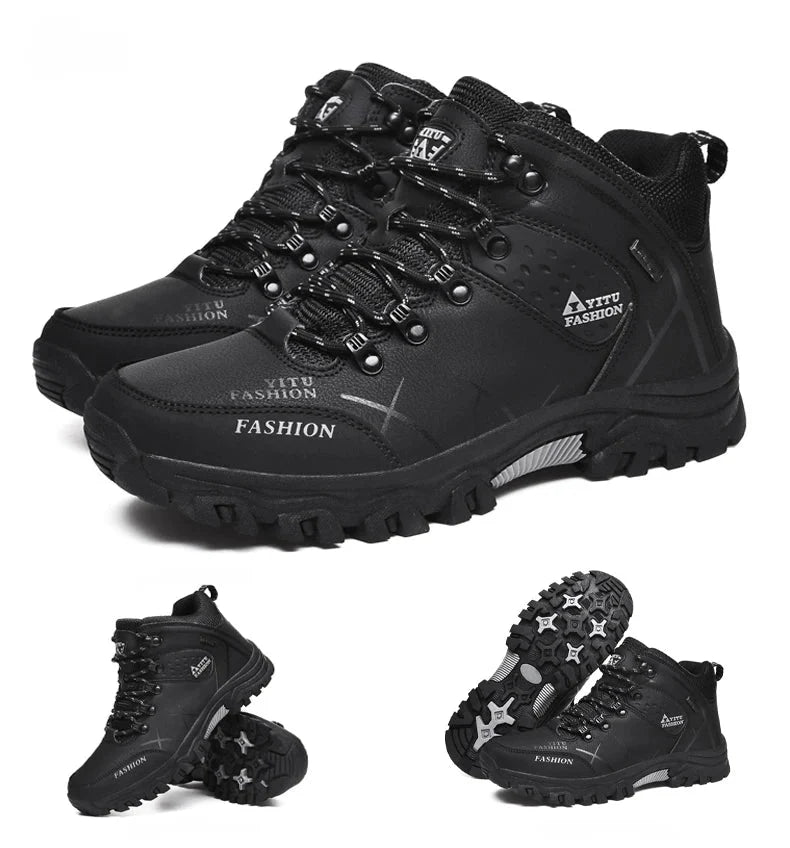 Bottes en cuir imperméables d'hiver pour hommes de qualité supérieure pour activités en plein air