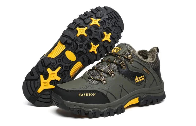 Bottes en cuir imperméables d'hiver pour hommes de qualité supérieure pour activités en plein air