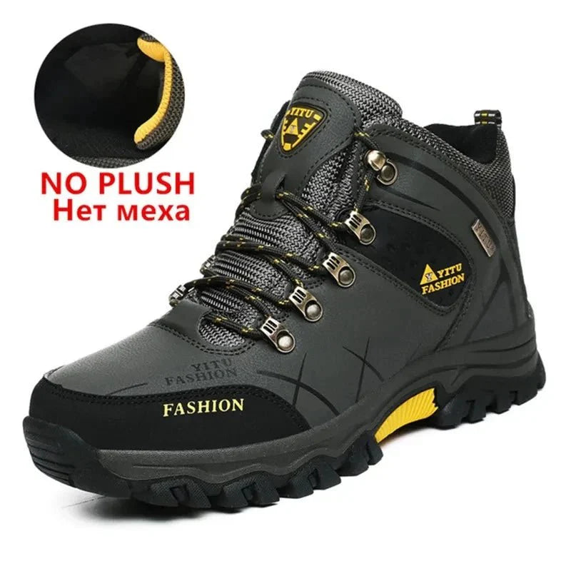 Bottes en cuir imperméables d'hiver pour hommes de qualité supérieure pour activités en plein air