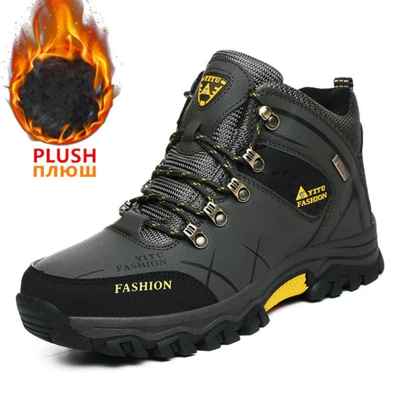 Bottes en cuir imperméables d'hiver pour hommes de qualité supérieure pour activités en plein air