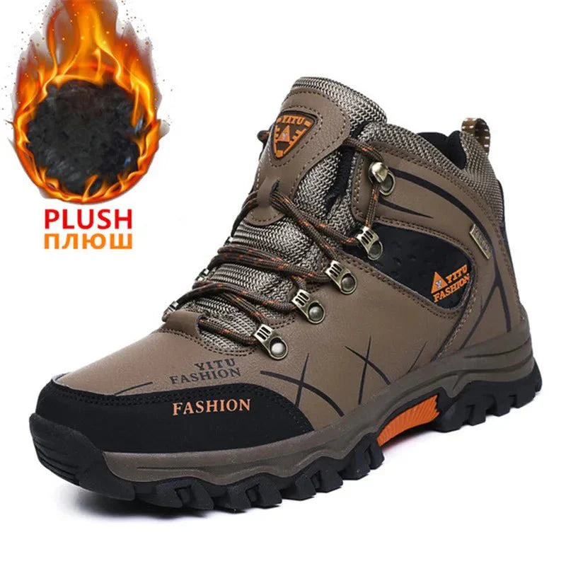 Bottes en cuir imperméables d'hiver pour hommes de qualité supérieure pour activités en plein air