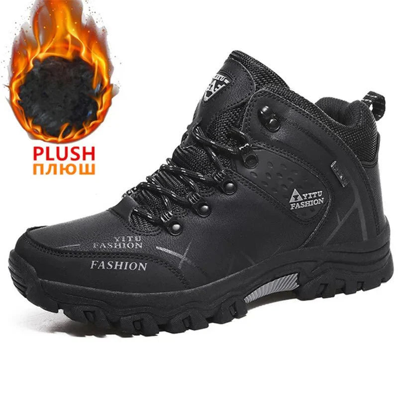 Bottes en cuir imperméables d'hiver pour hommes de qualité supérieure pour activités en plein air