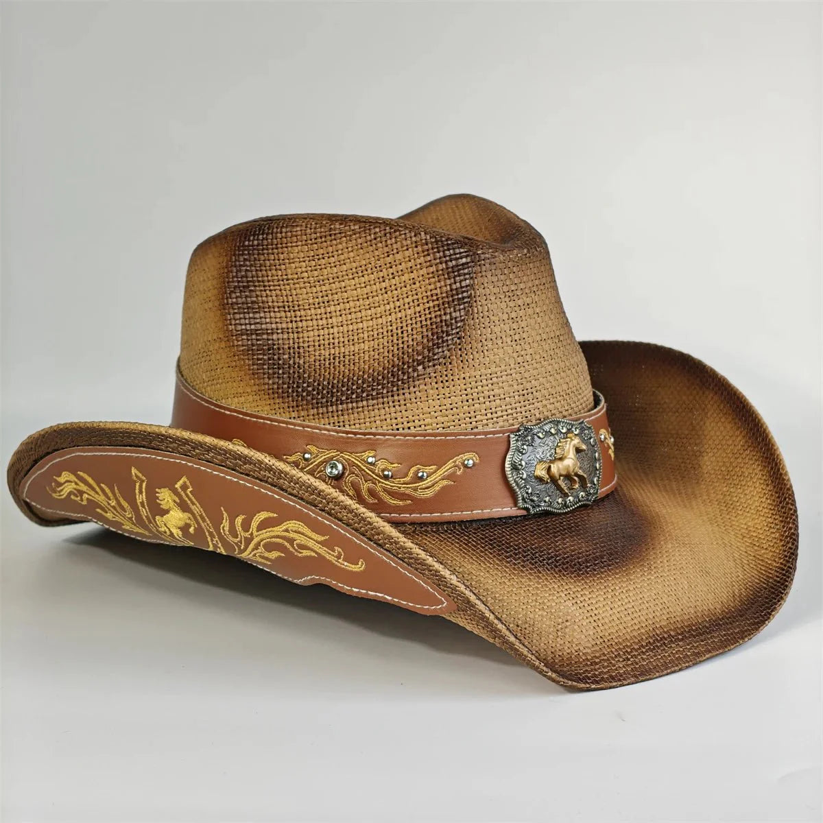 Chapeau de cowboy en paille brodé 2026 pour hommes et femmes