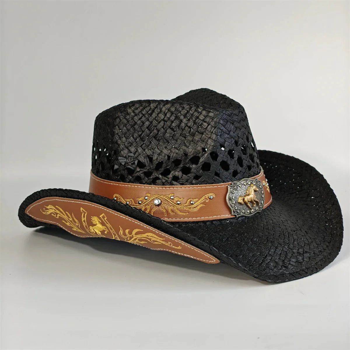 Chapeau de cowboy en paille brodé 2026 pour hommes et femmes