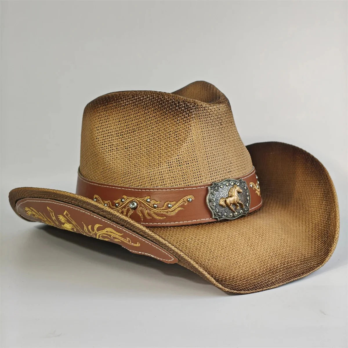 Chapeau de cowboy en paille brodé 2026 pour hommes et femmes