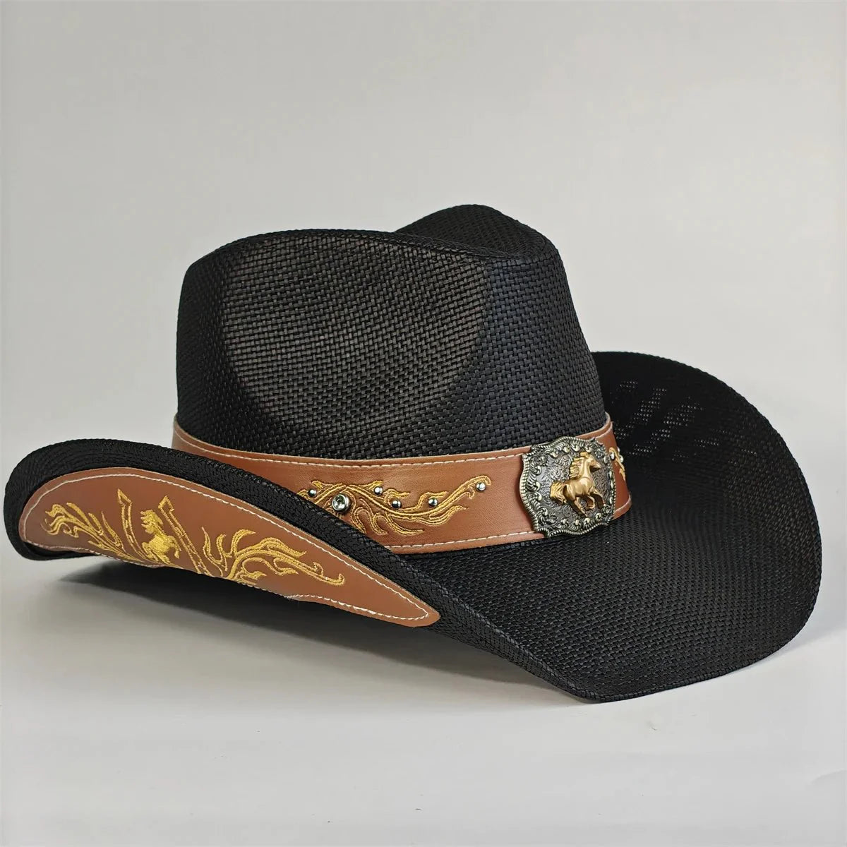 Chapeau de cowboy en paille brodé 2026 pour hommes et femmes