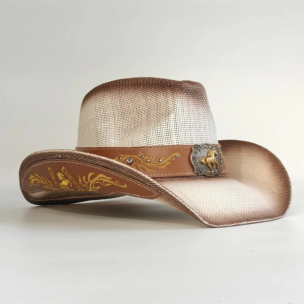 Chapeau de cowboy en paille brodé 2026 pour hommes et femmes