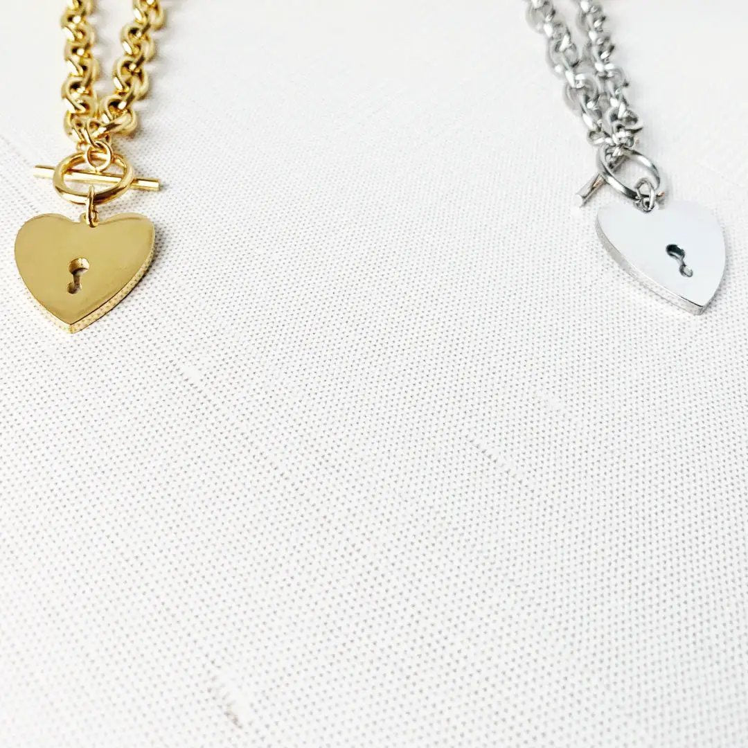 Heart Key Toggle Necklace - Elegant Jewelry Piece
