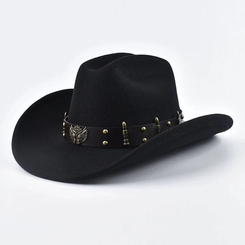 Sombrero Cowboy Western Unisex Premium - Borde de Cuero Vintage