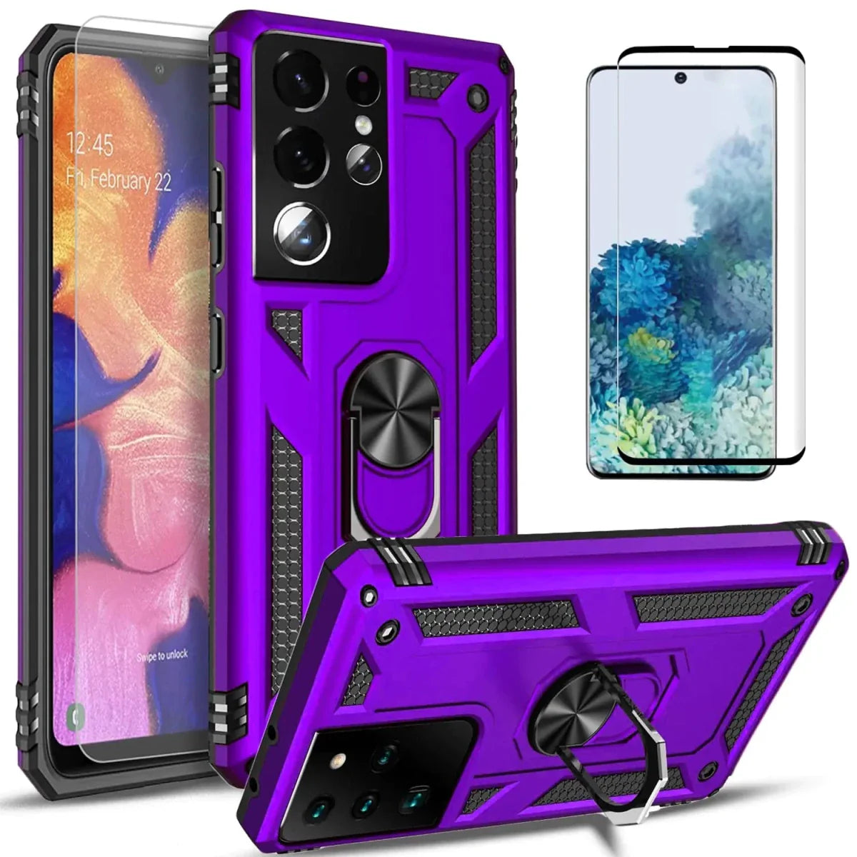 Coque Antichoc S21 Ultra avec Anneau - Violet