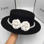 Women’s Pearl Flower Decor Wool Boater Hat - Classic Fedora Style