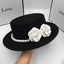 Women’s Pearl Flower Decor Wool Boater Hat - Classic Fedora Style