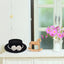 Women’s Pearl Flower Decor Wool Boater Hat - Classic Fedora Style