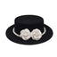 Women’s Pearl Flower Decor Wool Boater Hat - Classic Fedora Style