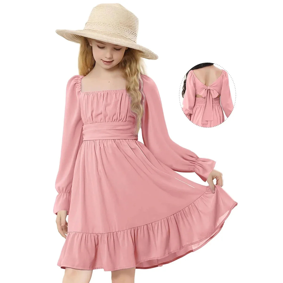 Robe rose décolletée Zando pour filles de 10 à 11 ans