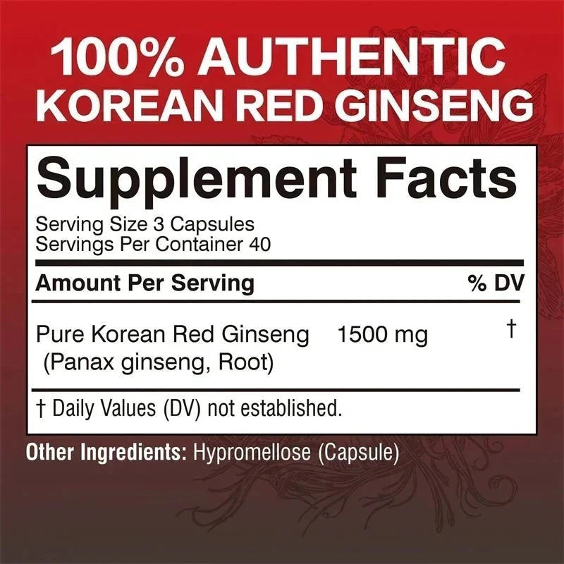 Cápsulas Premium de Ginseng Rojo Panax Coreano