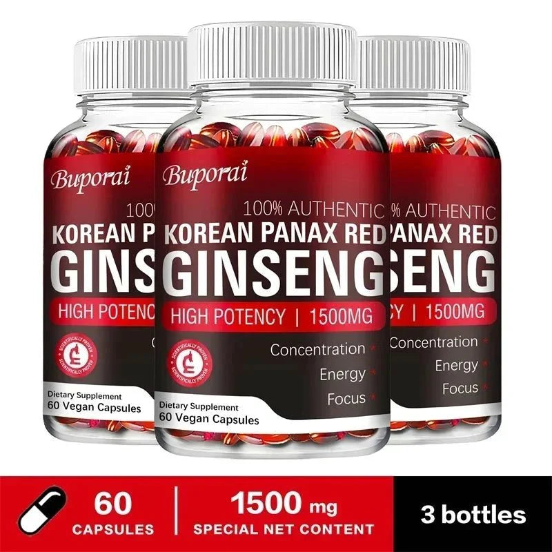 Cápsulas Premium de Ginseng Rojo Panax Coreano