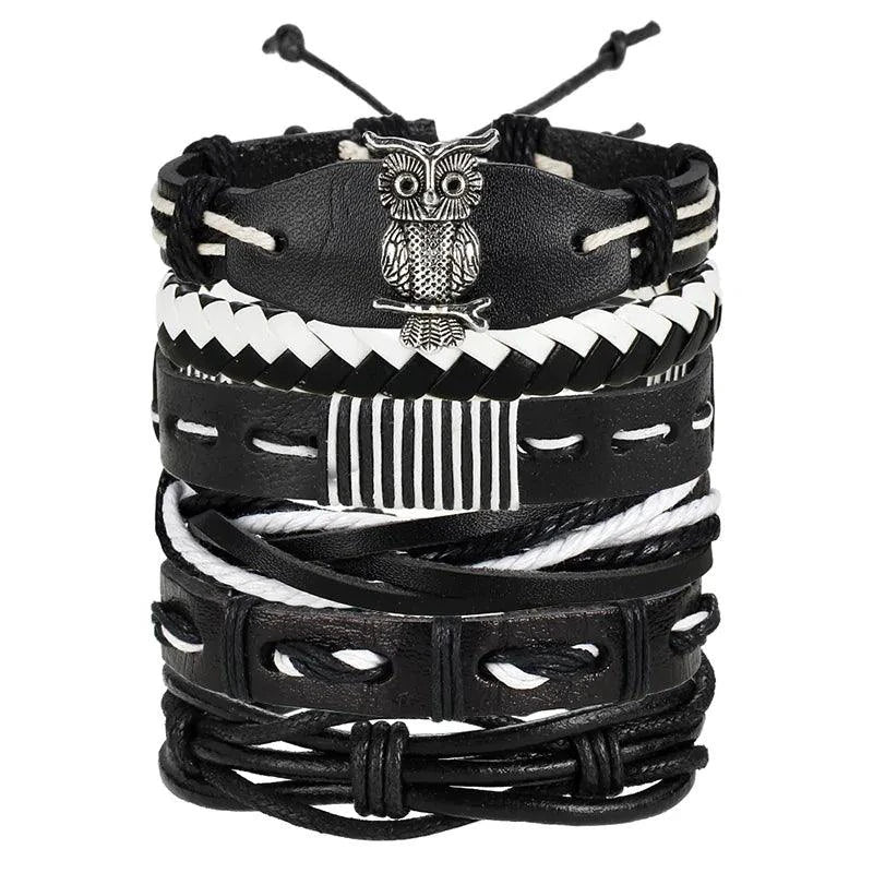 Layered Leather Charm Bracelet