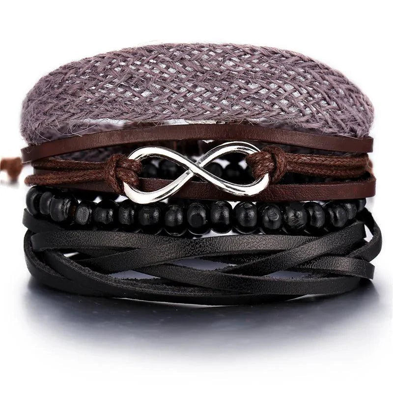 Layered Leather Charm Bracelet