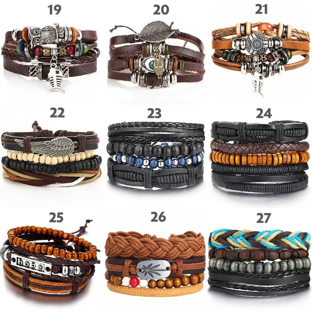 Layered Leather Charm Bracelet