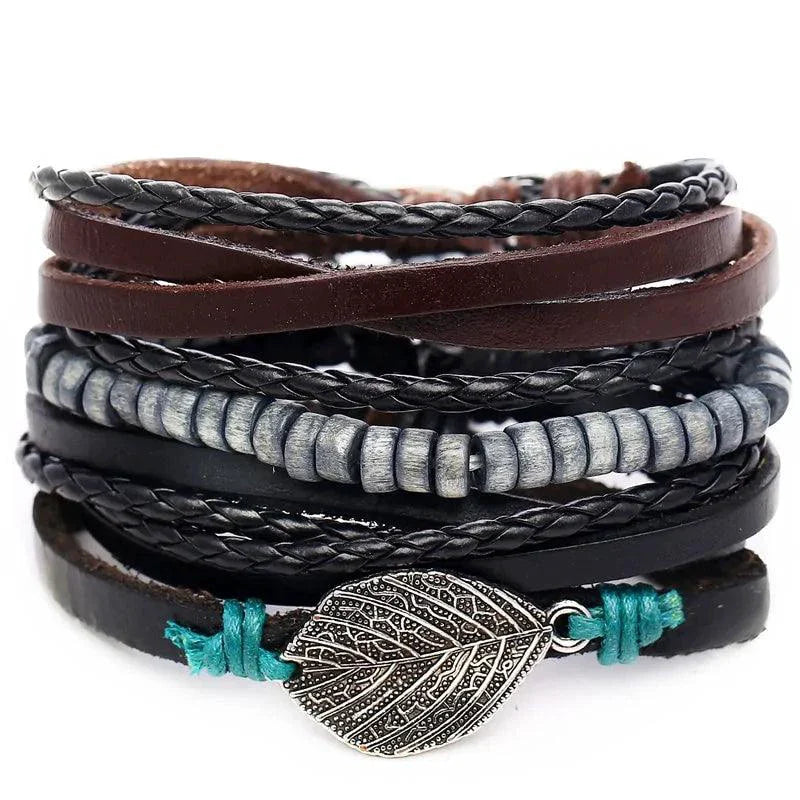 Layered Leather Charm Bracelet
