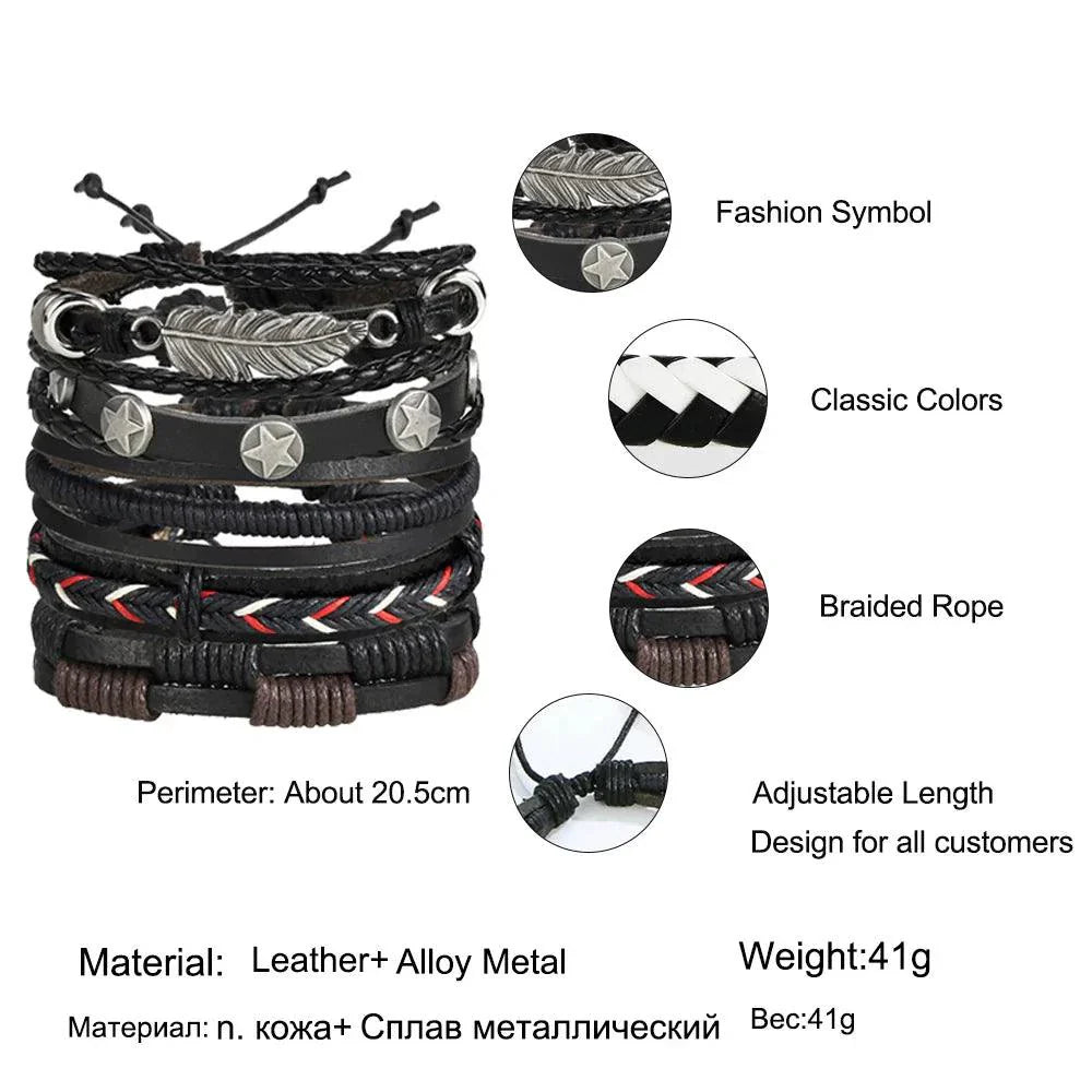 Layered Leather Charm Bracelet
