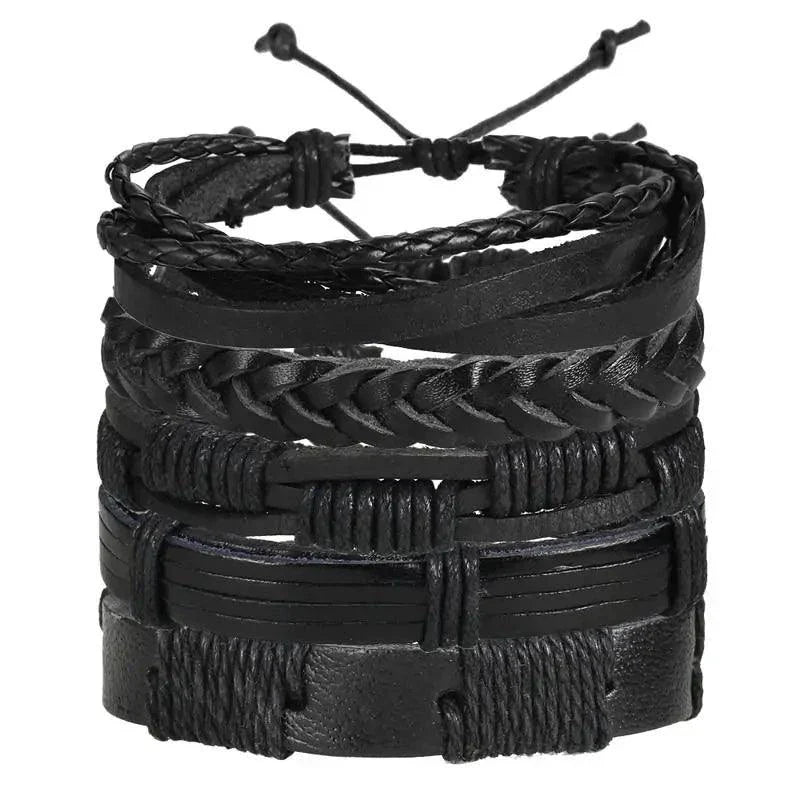 Layered Leather Charm Bracelet