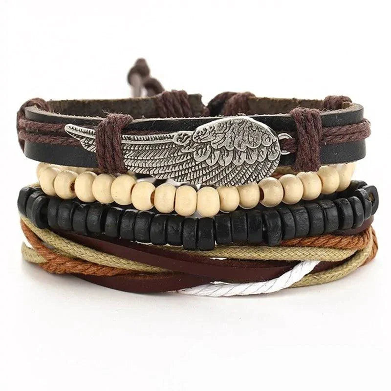 Layered Leather Charm Bracelet