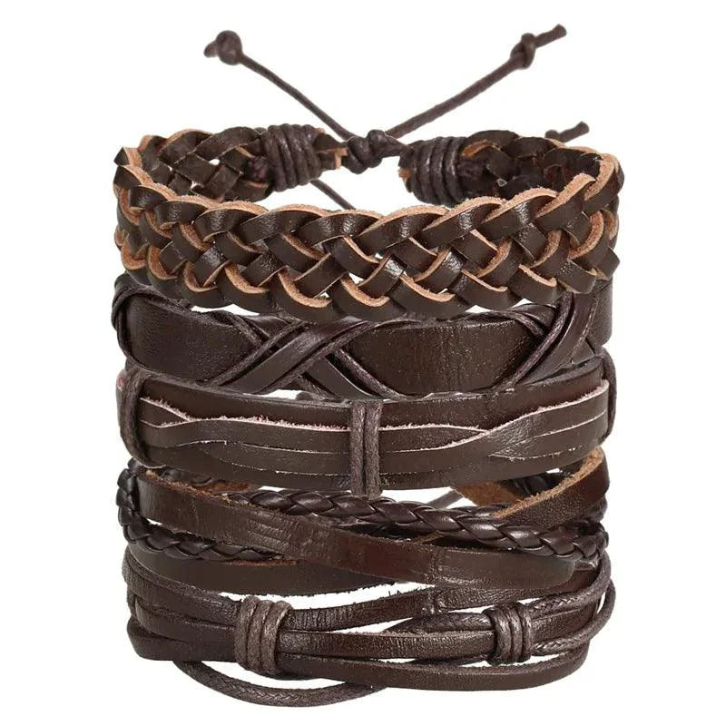 Layered Leather Charm Bracelet