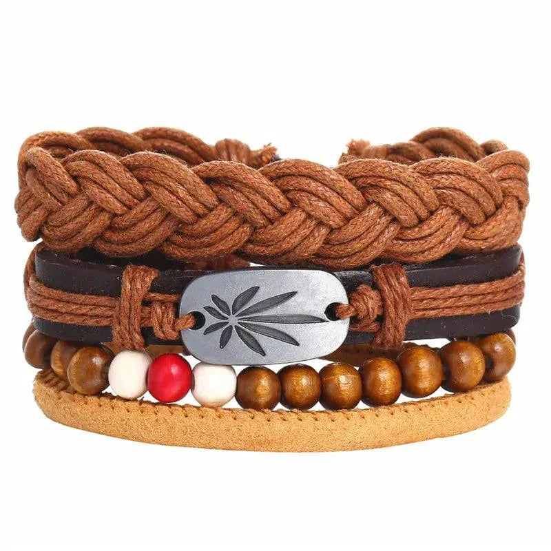 Layered Leather Charm Bracelet