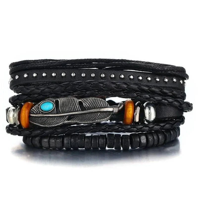 Layered Leather Charm Bracelet