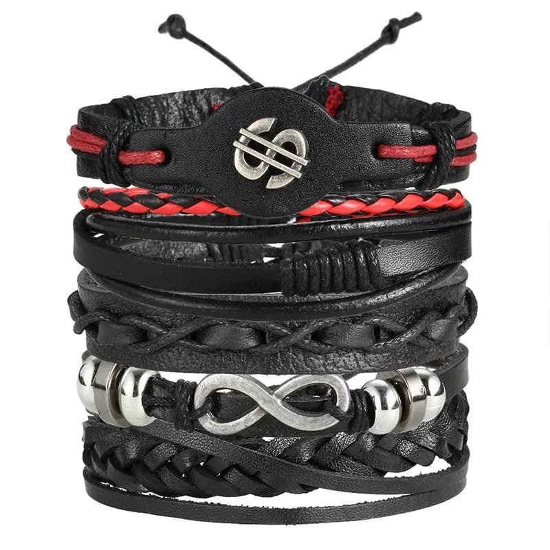 Layered Leather Charm Bracelet