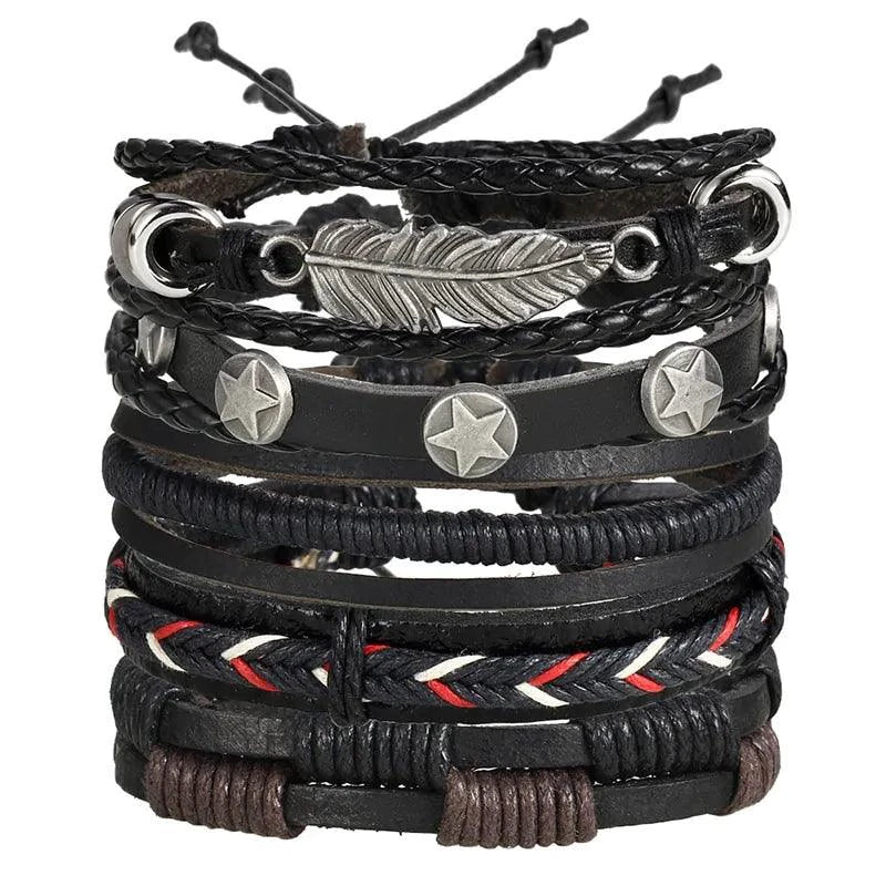 Layered Leather Charm Bracelet
