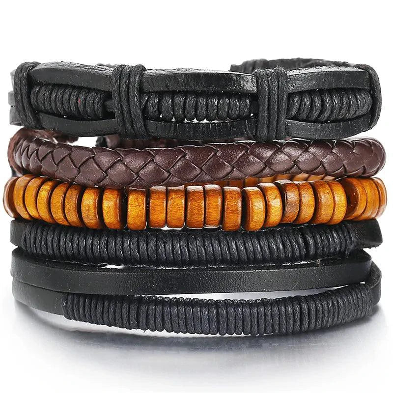 Layered Leather Charm Bracelet