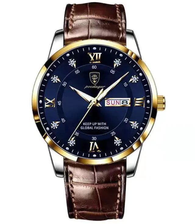 Montre étanche à double calendrier pour homme Luminous