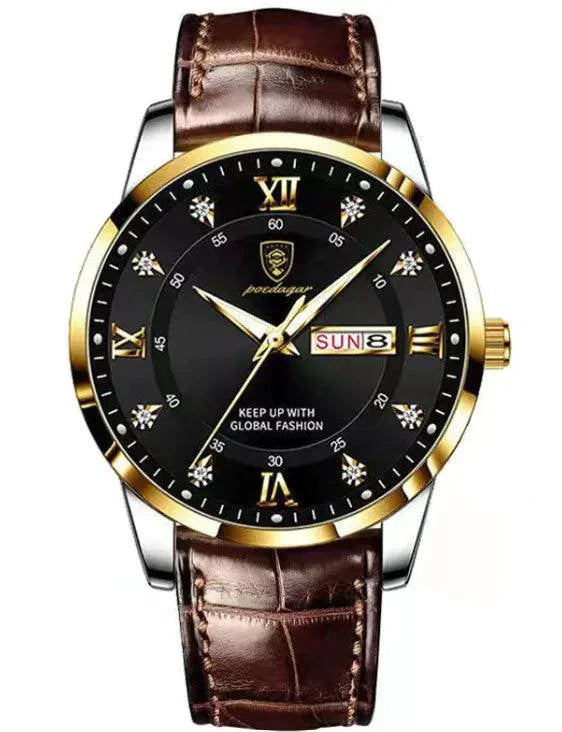 Montre étanche à double calendrier pour homme Luminous