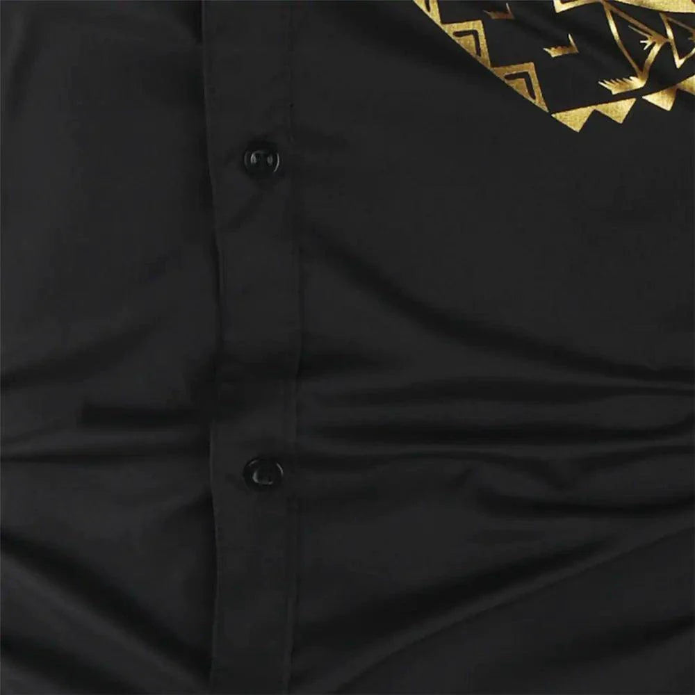 Chemise noire de luxe avec accents dorés pour hommes