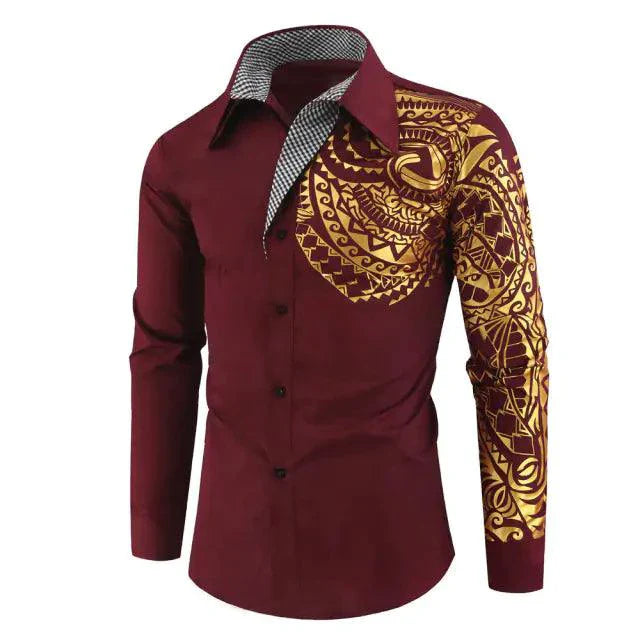 Chemise noire de luxe avec accents dorés pour hommes