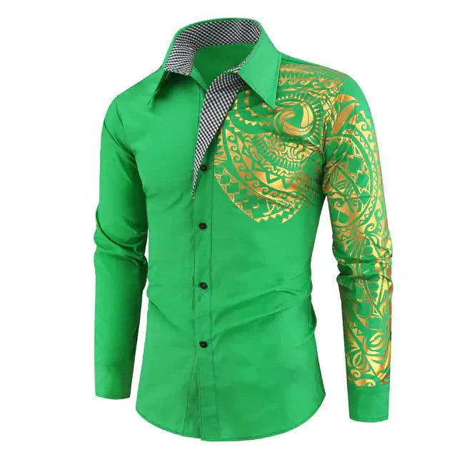 Chemise noire de luxe avec accents dorés pour hommes