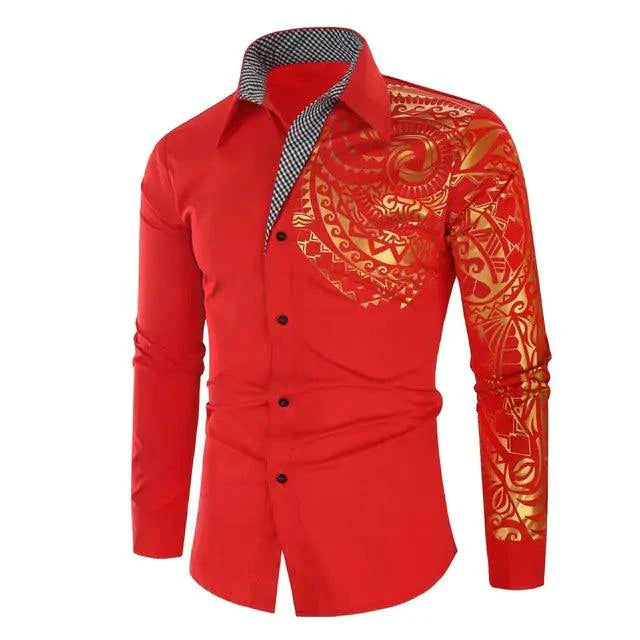 Chemise noire de luxe avec accents dorés pour hommes