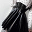 Mandotos Black Leather Lace-Up Skirt