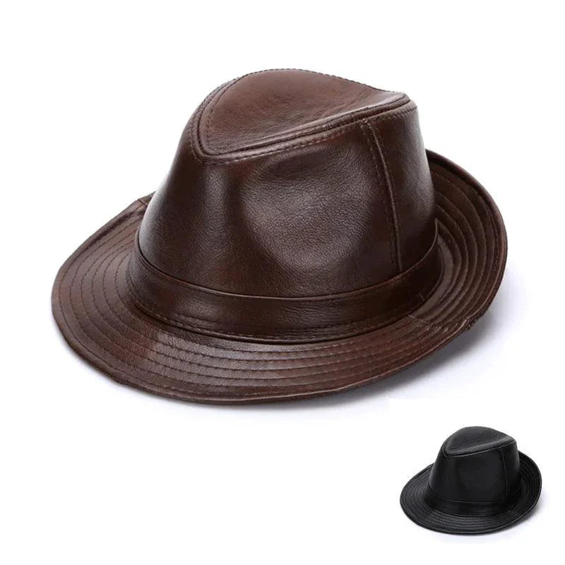 Casquette en cuir marron Mandotos - Cuir de vachette premium, XL-XXXXL