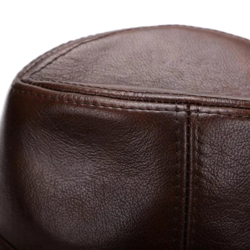 Casquette en cuir marron Mandotos - Cuir de vachette premium, XL-XXXXL