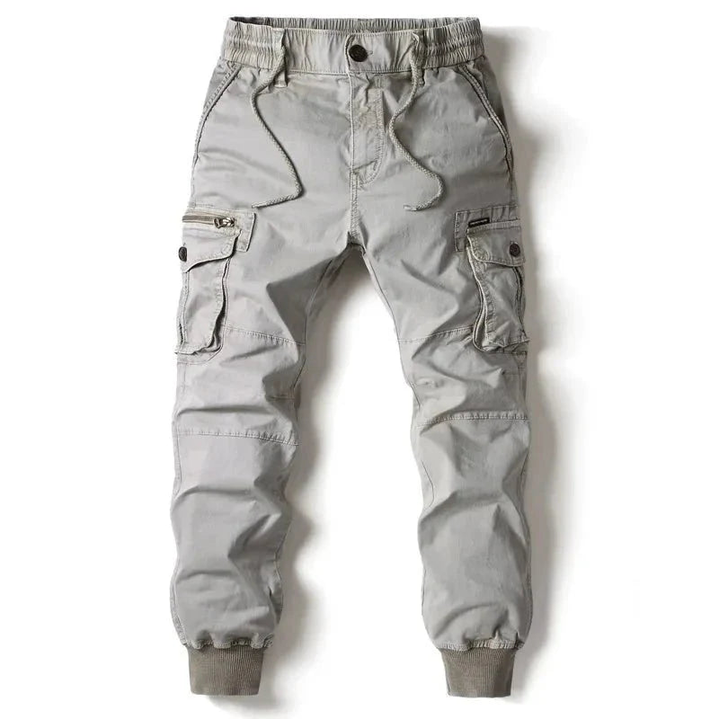 Mandotos Men's Tactical Cargo Pants - Gray Cotton Full Length