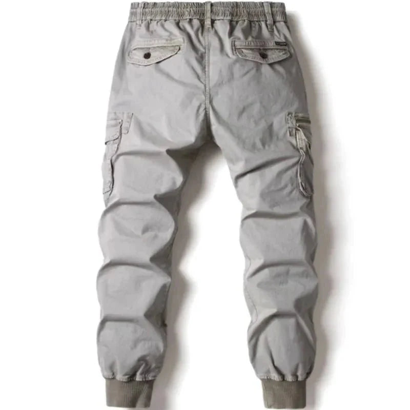 Mandotos Men's Tactical Cargo Pants - Gray Cotton Full Length