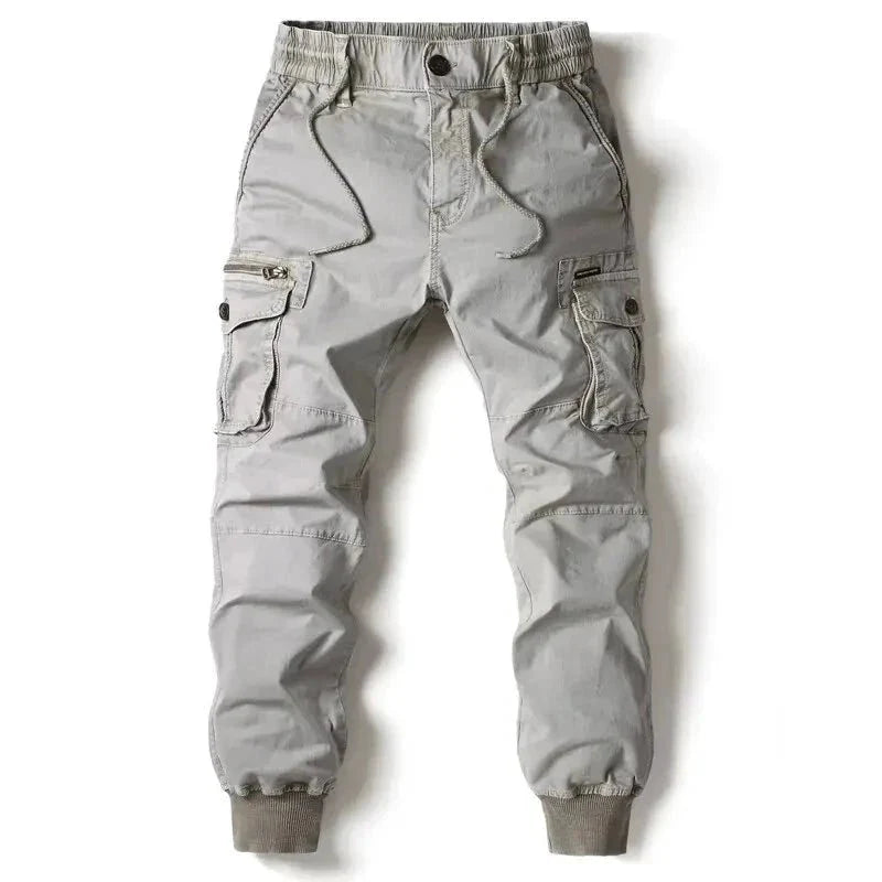 Mandotos Men's Tactical Cargo Pants - Gray Cotton Full Length